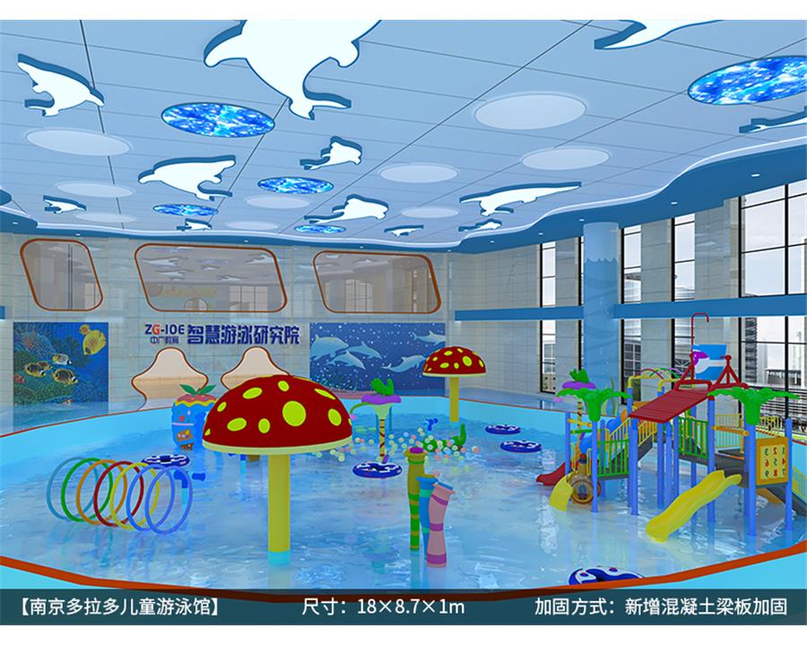 【南京多拉多儿童游泳馆】尺寸:18×8.7×1m 加固方式:新增混凝土梁板加固